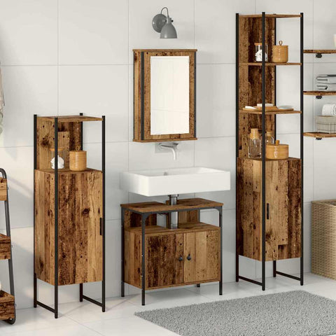 Bathroom Furniture Set 4 pcs Old wood 33 x 33 x 185.5 cm 3332594