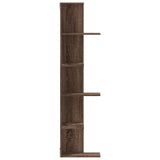 ZNTS Wall Corner Shelf Brown Oak 36.5x36.5x140 cm Engineered Wood 852633