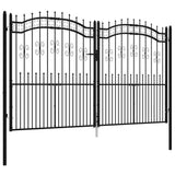 Fence Gate Kampen with Spear Top Black 302x172 cm Steel 151098