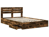 Bed Frame with Drawer Smoked Oak 120 x 200 cm Engineer Wood 3411517