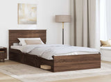 Bed Frame with Headboard Brown Oak 90 x 190 cm Solid Pine Wood 3410660