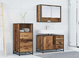 Bathroom Furniture Set with Door 3 pcs Old Wood Engineered Wood 3402332