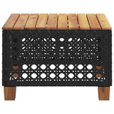 Garden Table Black 55x55x36 cm Poly Rattan Acacia Wood 365929