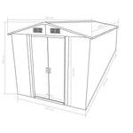 Garden Shed 257x489x181 cm Metal Grey 143349
