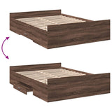 ZNTS Bed Frame with Drawers Brown Oak 135x190 cm Double Engineered Wood 3280320