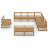 11 Piece Garden Lounge Set Honey Brown Solid Pinewood 3075887
