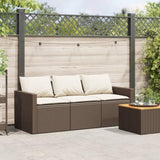Garden Sofa with Cushions 3-Seater Brown Poly Rattan 366342
