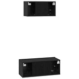 TV Cabinet Set 2 pcs Black Oak Engineered Wood 3393382