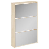 243047 Shoe Cabinet 3-Layer Mirror Oak 63x17x102,5 cm
