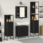 Bathroom Furniture Set with Door 4 pcs Black 33 x 33 x 185.5 cm 3334429