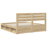 Bed Frame with Headboard Sonoma 200 x 200 cm Solid Pine Wood 3411377