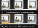 70 x 50cm LED Bathroom Mirror with Lights, Dimmable Makeup Mirror, Vanity Mirror with 3 Colour, T3398P328145
