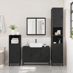 ZNTS 3 Piece Bathroom Furniture Set Black Engineered Wood 3301070