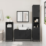 ZNTS 3 Piece Bathroom Furniture Set Black Engineered Wood 3301070
