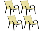 Set of Four Stackable Mesh Seat Chairs - Beige T3398P317536