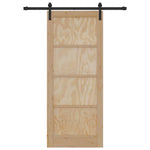 Sliding Door Manual Natural and black 83 x 202 cm 3333280