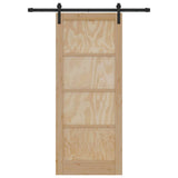Sliding Door Manual Natural and black 83 x 202 cm 3333280
