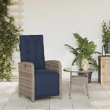 Reclining Garden Chair with Footrest Grey Poly Rattan 365191