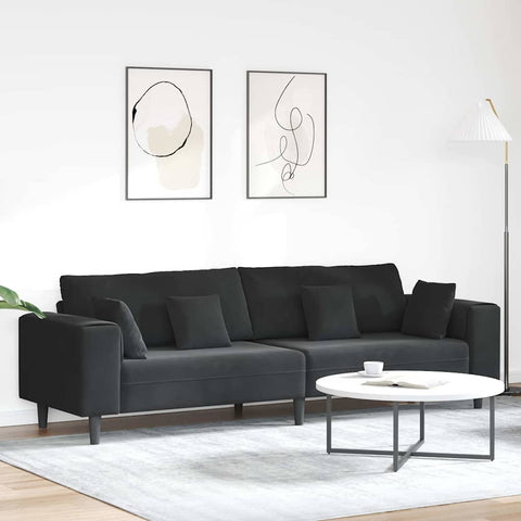 Velvet Sofa with Cushion Black 208 cm Velvet 3335158