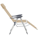 Folding Camping Chairs with Footrests 2 pcs Cream Textilene 360147