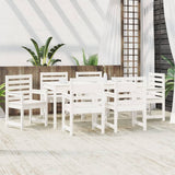 7 Piece Garden Dining Set White Solid Wood Pine 3154714