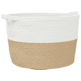 Laundry Basket Beige and White 60x36 cm Cotton 358475