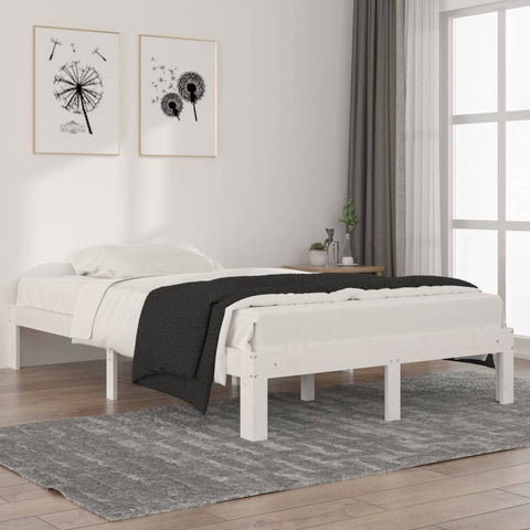 Bed Frame without Mattress White Solid Wood Pine 120x200cm 810361