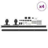 Sliding Door Hardware Kit 400 cm Steel Black 3295750
