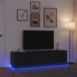 TV Cabinet with LED Lights Black Oak 193,5x41x50 cm 3328436