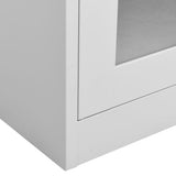 Office Cabinet Light Grey 90x40x180 cm Steel and Tempered Glass 335939