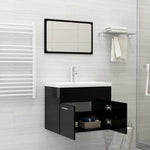 ZNTS Bathroom Furniture Set High Gloss Black Engineered Wood 3070872