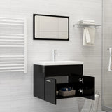 ZNTS Bathroom Furniture Set High Gloss Black Engineered Wood 3070872