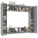 ZNTS 8 Piece TV Cabinet Set Grey Sonoma Engineered Wood 3114236