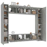 ZNTS 8 Piece TV Cabinet Set Grey Sonoma Engineered Wood 3114236