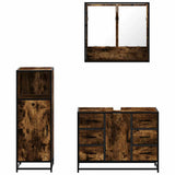 3 Piece Bathroom Furniture Set Smoked Oak Engineered Wood 3300992