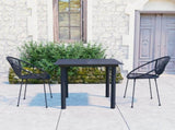 Dining Set Black PVC rattan, powder-coated steel, glass 3-piece 3060225