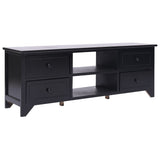 Tv Cabinet Black Solid Paulownia Wood, MDF 108 x 30 x 40 cm 338518