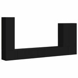 TV Wall Cabinet Set 6 pcs Black 3408953