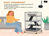 Small Animal Cage Pet Play House with Wheels Platforms Light Grey T3398P350046