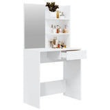 Dressing Table with Mirror High Gloss White 74.5x40x141 cm 802810