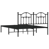 Metal Bed Frame without Mattress with Headboard Black 140x190cm 353439