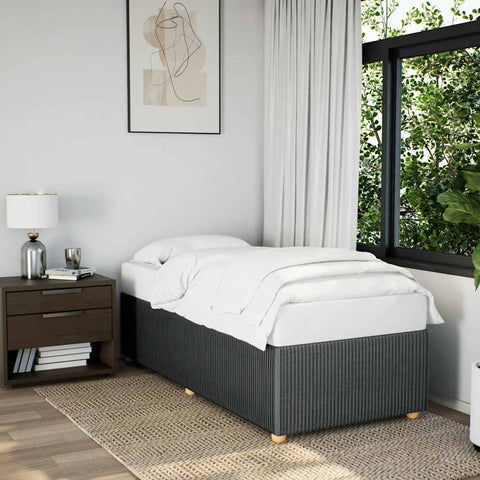 ZNTS Bed Frame without Mattress Dark Grey Single Fabric 3285036