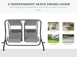 Double Seat Swing Chair Modern Garden Swing w/ 2 Separate Relax Chairs, Handrails, Headrests and T3398P315371