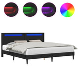 Bed Frame with LED Strip Lights Black 180 x 200 cm Faux Leather 42028041