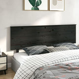 Bed Headboard Black 204x6x82.5 cm Solid Wood Pine 819194