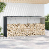 Garden Log Storage Shed Galvanised Steel 330x84x152 cm Anthracite 47085