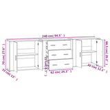 ZNTS Sideboards 3 pcs Smoked Oak Engineered Wood 3185404