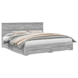 Bed Frame with Drawer Grey Sonoma 200 x 200 cm Engineered Wood 3411269