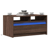 Coffee Table with LED Lights Brown Oak Engineered Wood 851997