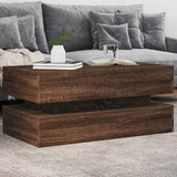 Coffee Table with LED Lights Brown Oak 90x50x40 cm 839867